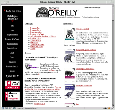 Page d'accueil du site des Éditions O'Reilly