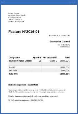 modele facture prestation musicale