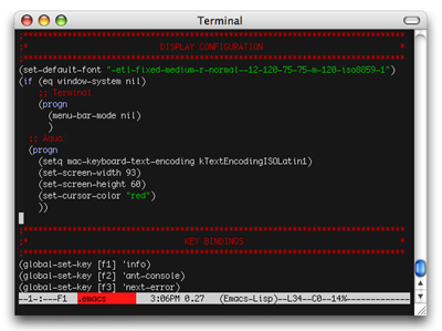 Cette version d'Emacs ajoute plein de bonnes choses dans le
terminal